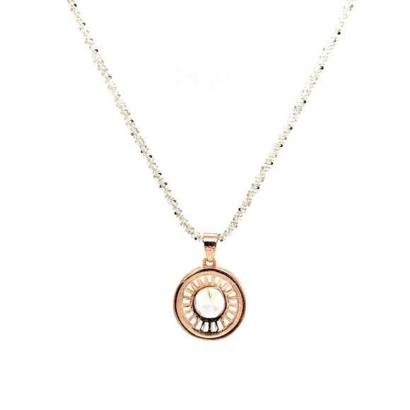 Designer Sterling Silver & Cubic Zirconia Rose Gold Plate 18” Necklace! 31‎ - Picture 4 of 6